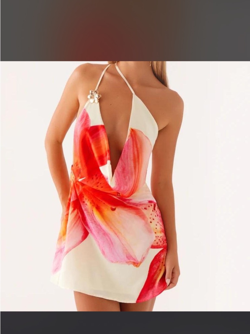 Peppermayo Aiva Floral Halter Mini Dress yellow - Picture 2 of 4